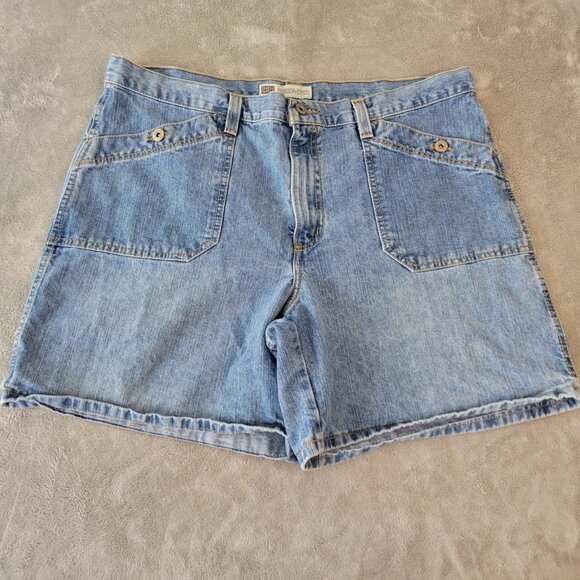 Faded Glory Womens Shorts 18 Plus Medium Blue Denim Zip Fly Pockets SHO4E - Picture 1 of 8